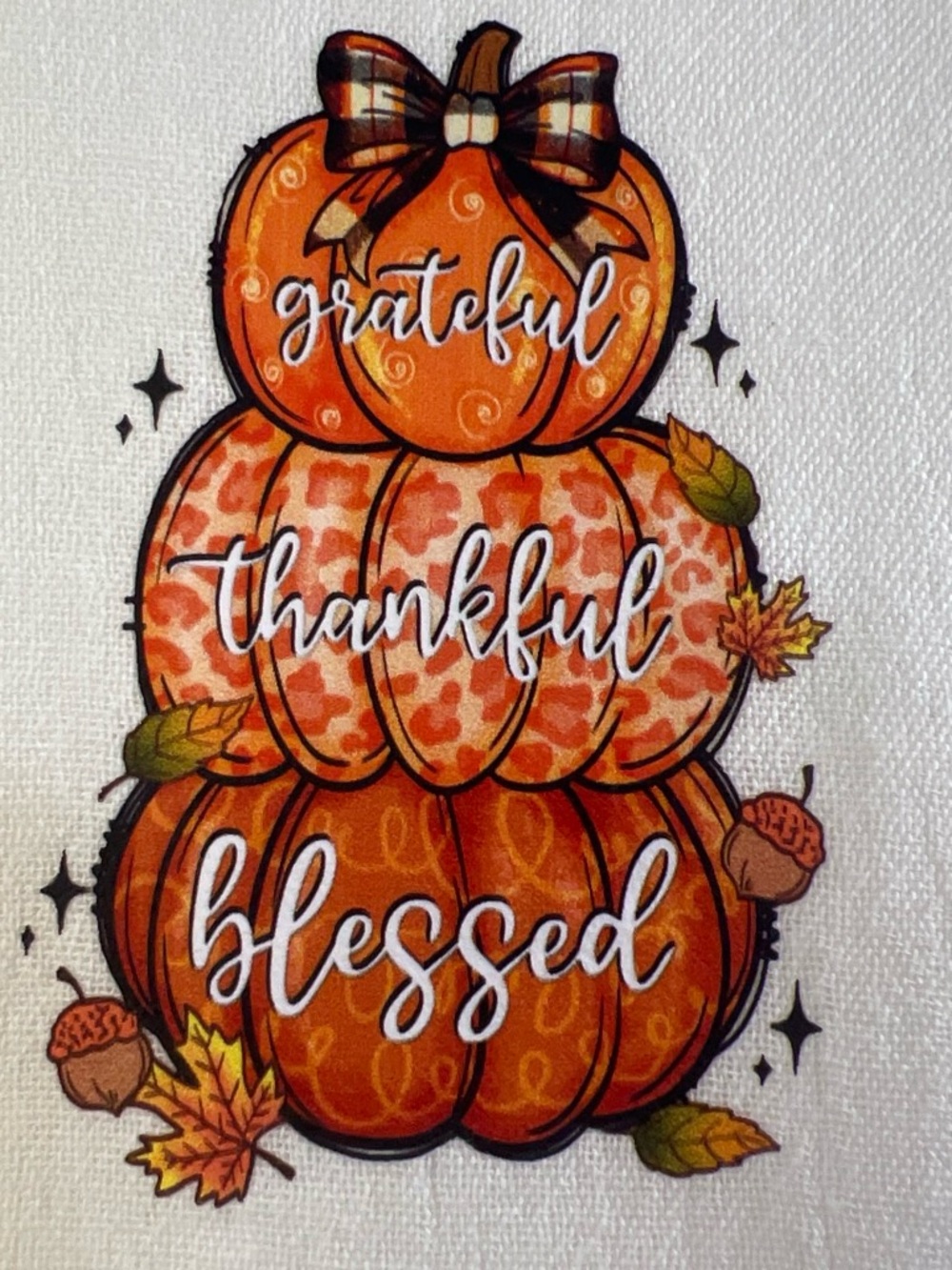 Grateful Thankful Blessed Pumpkin Kitchen Towel Fall Thanksgiving Decor
